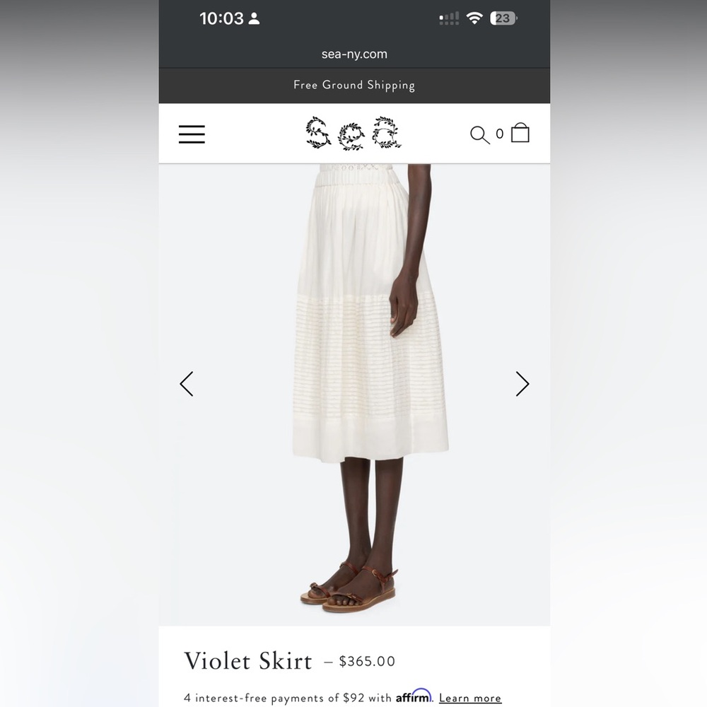 Sea NY violet skirt White Midi Skirt with Pintuck Detail - Women - Picture 2 of 4
